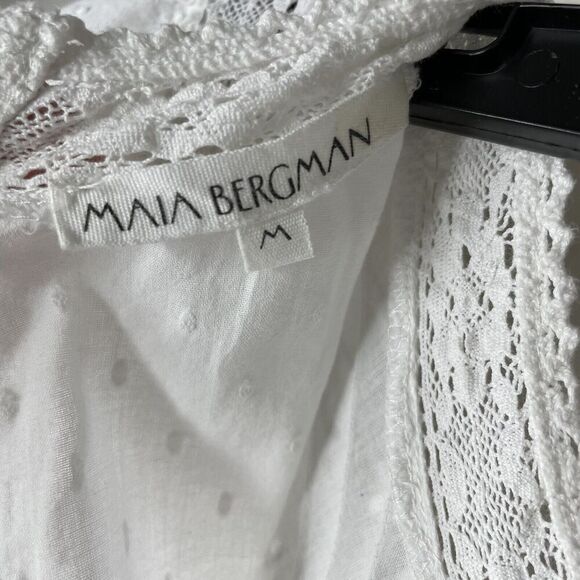 MAIA BERGMAN Mery Dress Women M White Cotton Eyelet Mini Button-Back *Runs Small - Picture 11 of 14